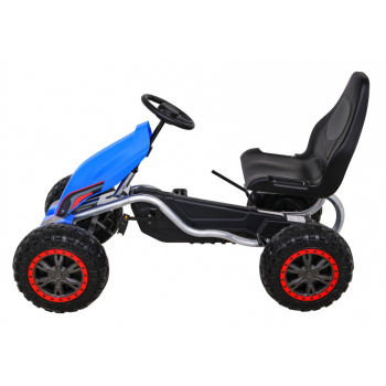 Duży Gokart Strong na pedały dla dzieci Niebieski + Obciążenie 100 kg + Koła EVA + Hamulec ręczny + Sportowy fotel